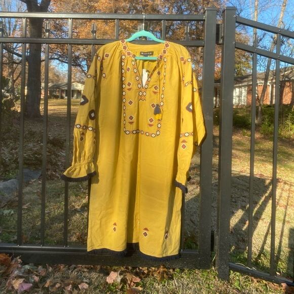 Anthropologie R Ya Jacinta Embroidered Tassel Fringe Dress NWT - Picture 3 of 9